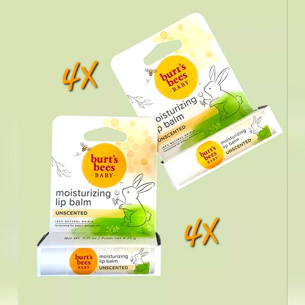 4 New Burt's Bees Baby/Kids Moisturizing🐝Lip Balm Formulated For Delicate Skin